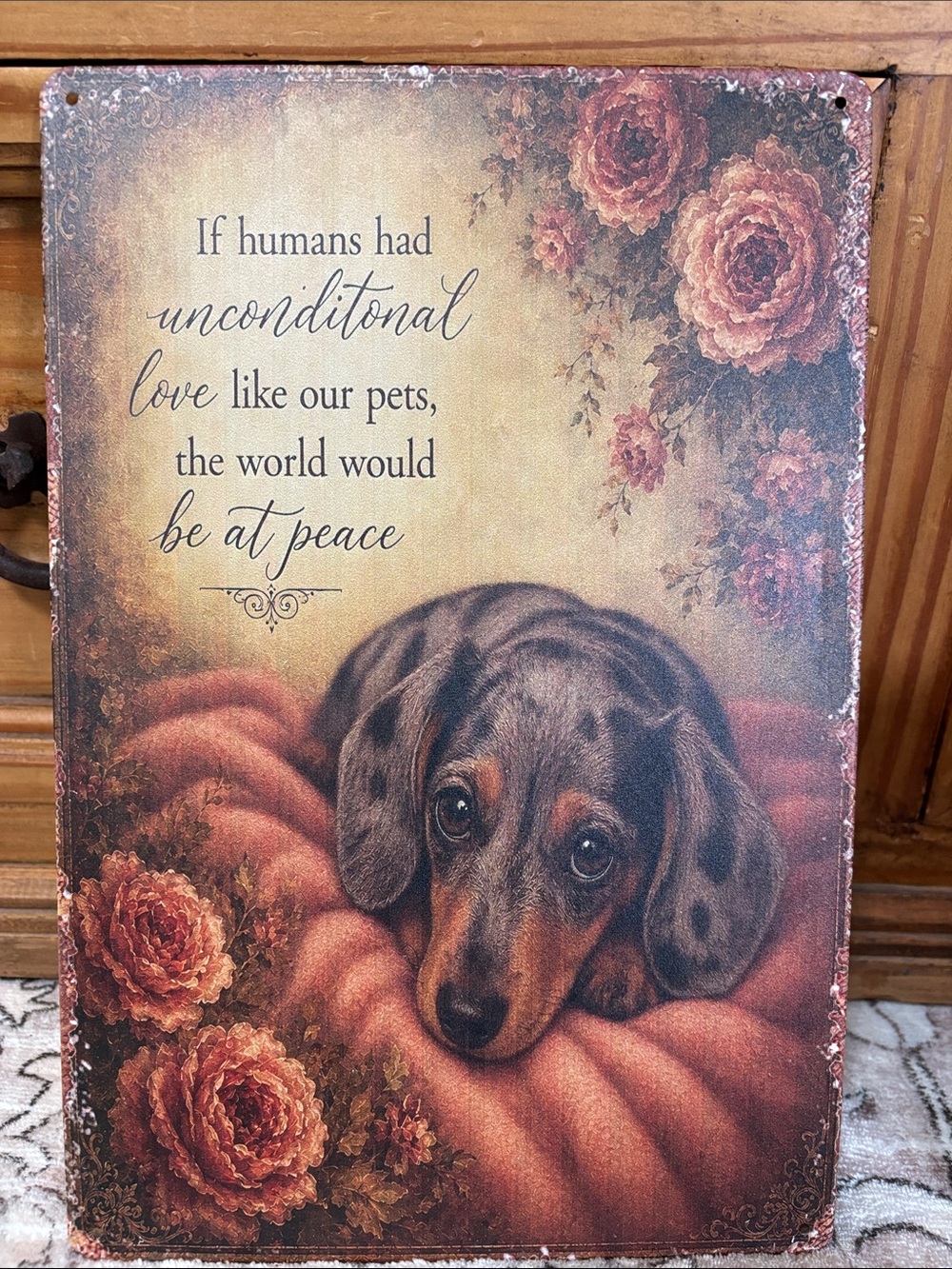 Mini Dapple Gray Dachshund wall art Tin sign 8x12